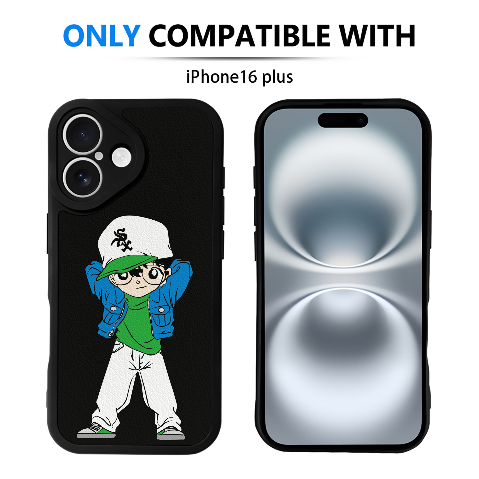 （画像用） 名探偵コナン 江戸川 コナン Detective Conan Conan Edogawa 【iPhone 16シリーズ対応】シリコンスマホケース（レザー調） 材質：シリコン